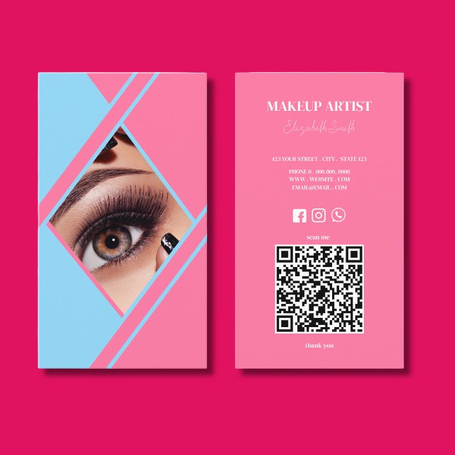 Tarjeta De Visita Artista de maquillaje fotográfico de código QR ros (Subido por el creador)