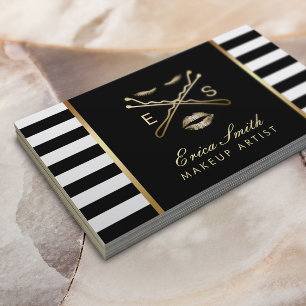 Tarjeta De Visita Artista de maquillaje Freelance Estilo Rayas Moder