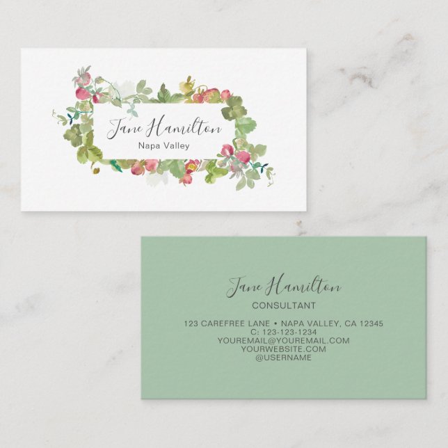 Tarjeta De Visita Artista de maquillaje Fresa y Vino (Anverso / Reverso)