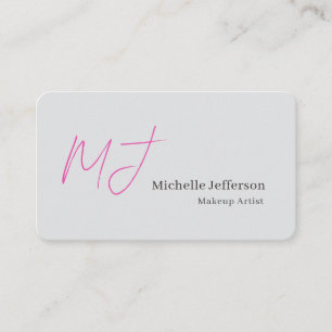 Tarjeta De Visita Artista de Maquillaje Fuente Serif Gris Monograma 