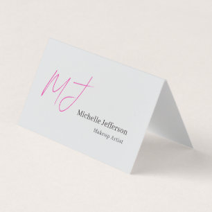 Tarjeta De Visita Artista de Maquillaje Fuente Serif Gris Monograma