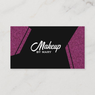 Tarjeta De Visita Artista de Maquillaje Geométrico Rosa Brillante y 