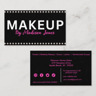 Tarjeta De Visita Artista de maquillaje Girly Cartas de Negros Blanc