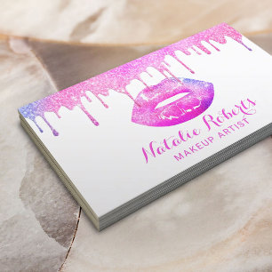 Tarjeta De Visita Artista de maquillaje Girly Pastel Drillos Lips Ro