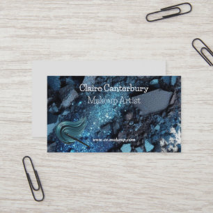 Tarjeta De Visita Artista de Maquillaje Glam Azul Vibrante