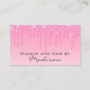 Tarjeta De Visita Artista de Maquillaje Glam Blush Rosa Brillante Go