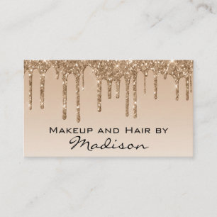 Tarjeta De Visita Artista de Maquillaje Glam Gold Dripping Glitter D