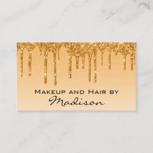 Tarjeta De Visita Artista de Maquillaje Glam Gold Goteo de Brillo