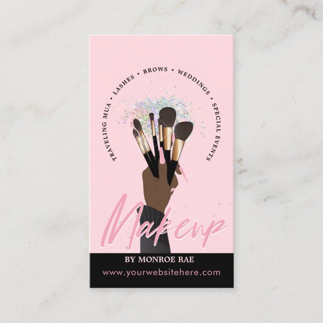 Tarjeta De Visita Artista de maquillaje Glam MUA Salón de Belleza Au (Anverso)