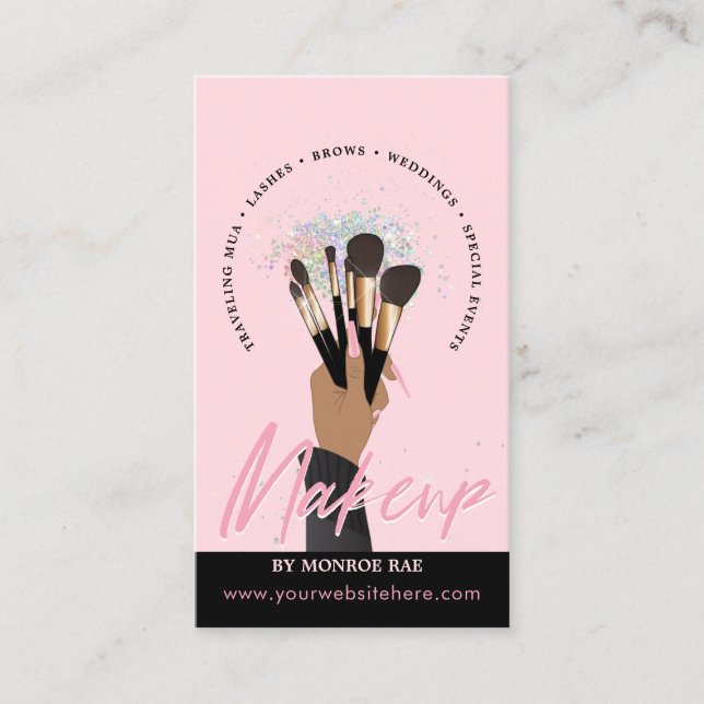 Tarjeta De Visita Artista de maquillaje Glam MUA Salón de Belleza Be (Anverso)