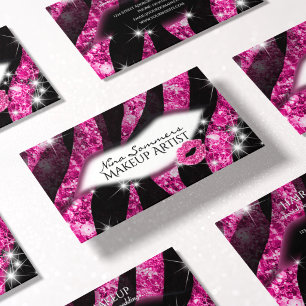 Tarjeta De Visita Artista de Maquillaje Glam Rosa Brillo Labios Esta