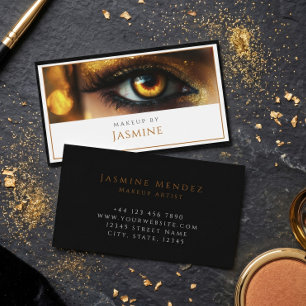 Tarjeta De Visita Artista de Maquillaje Glamuroso Dorado con Brillo