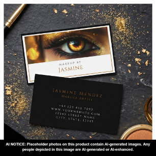 Tarjeta De Visita Artista de Maquillaje Glamuroso Dorado con Brillo