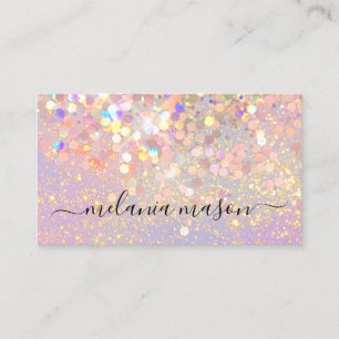 Tarjeta De Visita Artista de Maquillaje Glitter Holográfico Código Q