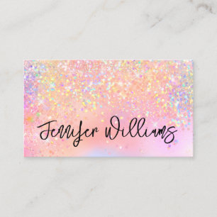 Tarjeta De Visita Artista de Maquillaje Glitter Holográfico Script P