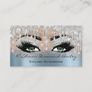 Tarjeta De Visita Artista de maquillaje Green Eyelash Blue Silver Ro