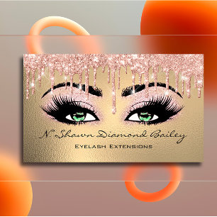 Tarjeta De Visita Artista de maquillaje Green Eyelash Rosa Gold