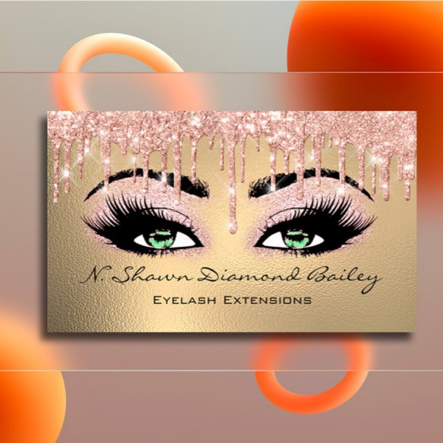 Tarjeta De Visita Artista de maquillaje Green Eyelash Rosa Gold (Subido por el creador)