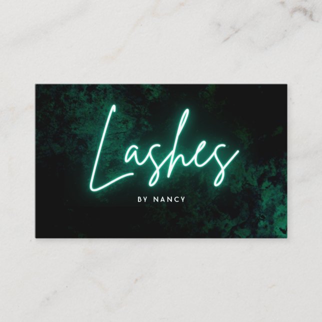 Tarjeta De Visita Artista de maquillaje Green Neon Lash (Anverso)