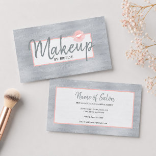 Tarjeta De Visita Artista de Maquillaje Gris Suave