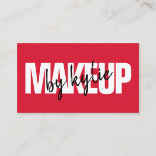 Tarjeta De Visita Artista de maquillaje guión de firma audaz rojo