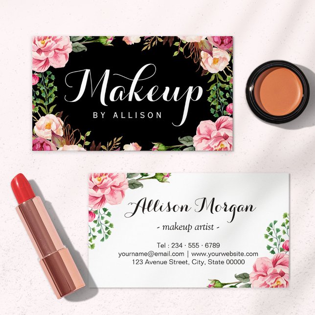 Tarjeta De Visita Artista de maquillaje Guión moderno Envoltura Girl (Subido por el creador)