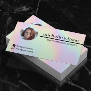 Tarjeta De Visita Artista de maquillaje Hair Salon Holographic