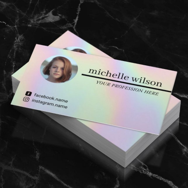 Tarjeta De Visita Artista de maquillaje Hair Salon Holographic (Subido por el creador)