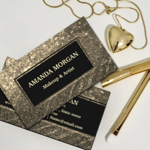 Tarjeta De Visita Artista de maquillaje Hair Stylist Funky Gold