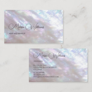 Tarjeta De Visita Artista de Maquillaje Holográfico Caligrafía
