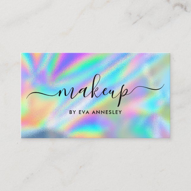 Tarjeta De Visita Artista de maquillaje holográfico de moda Faux (Anverso)