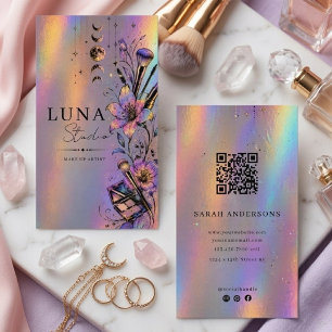 Tarjeta De Visita Artista de Maquillaje Holográfico Lujo Belleza Iri