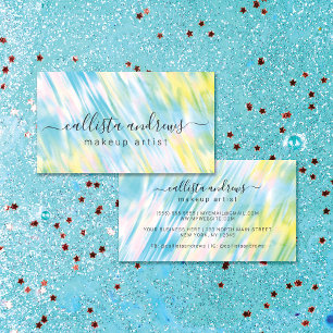 Tarjeta De Visita Artista de maquillaje holográfico Mermaid Green Aq