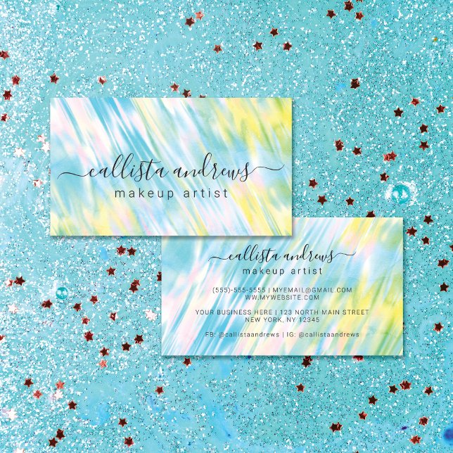 Tarjeta De Visita Artista de maquillaje holográfico Mermaid Green Aq (Subido por el creador)