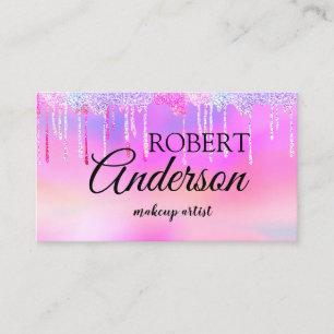 Tarjeta De Visita Artista de maquillaje holográfico moderno arco iri