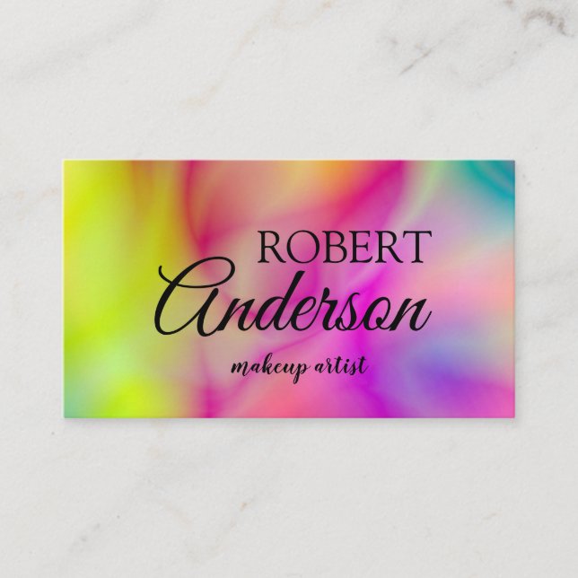 Tarjeta De Visita Artista de maquillaje holográfico moderno arco iri (Anverso)