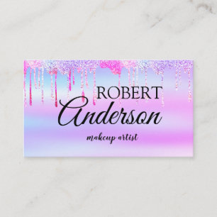 Tarjeta De Visita Artista de maquillaje holográfico moderno arco iri