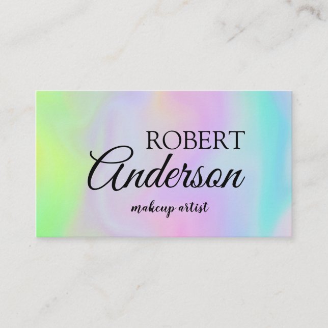 Tarjeta De Visita Artista de maquillaje holográfico moderno arco iri (Anverso)