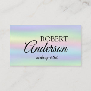 Tarjeta De Visita Artista de maquillaje holográfico moderno arco iri