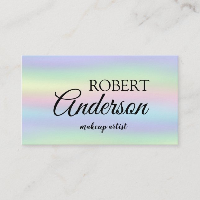 Tarjeta De Visita Artista de maquillaje holográfico moderno arco iri (Anverso)