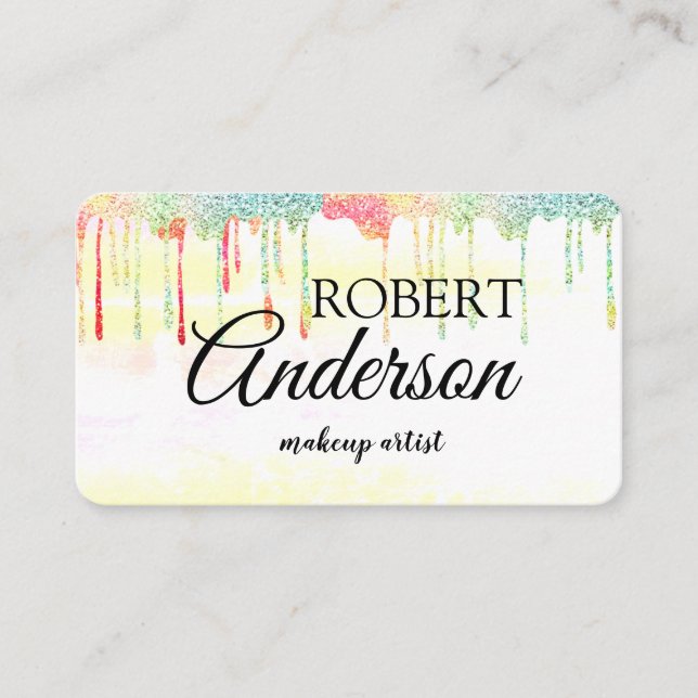 Tarjeta De Visita Artista de maquillaje holográfico moderno arco iri (Anverso)