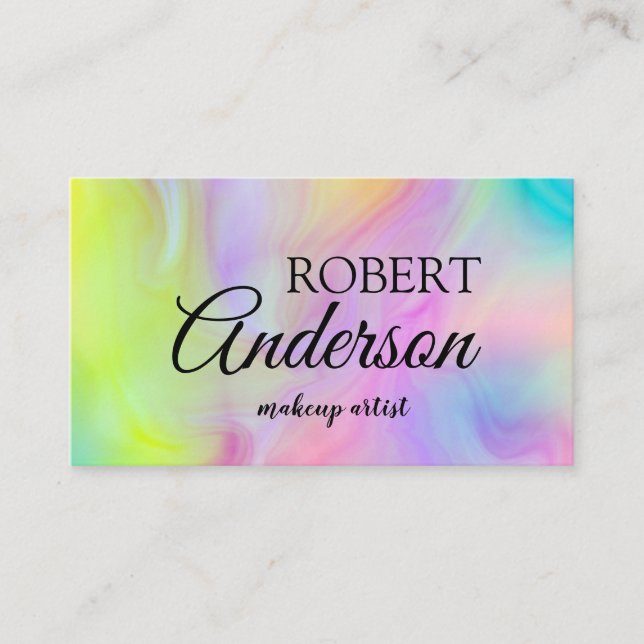 Tarjeta De Visita Artista de maquillaje holográfico moderno arco iri (Anverso)