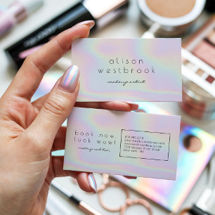 Tarjeta De Visita Artista de maquillaje holográfico moderno arcoiris