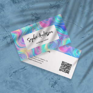 Tarjeta De Visita Artista de Maquillaje Holográfico Moderno de Arcoí