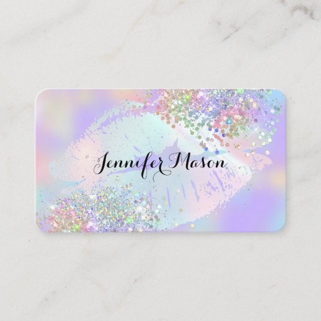 Tarjeta De Visita Artista de maquillaje Holográfico Purpurina Litros (Anverso)