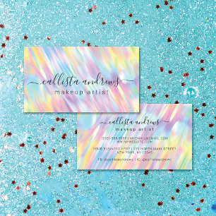 Tarjeta De Visita Artista de maquillaje holográfico Rainbow Unicorn