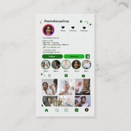Tarjeta De Visita Artista de maquillaje Instagram Green | Código QR