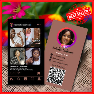 Tarjeta De Visita Artista de Maquillaje Instagram POST Código QR Ter