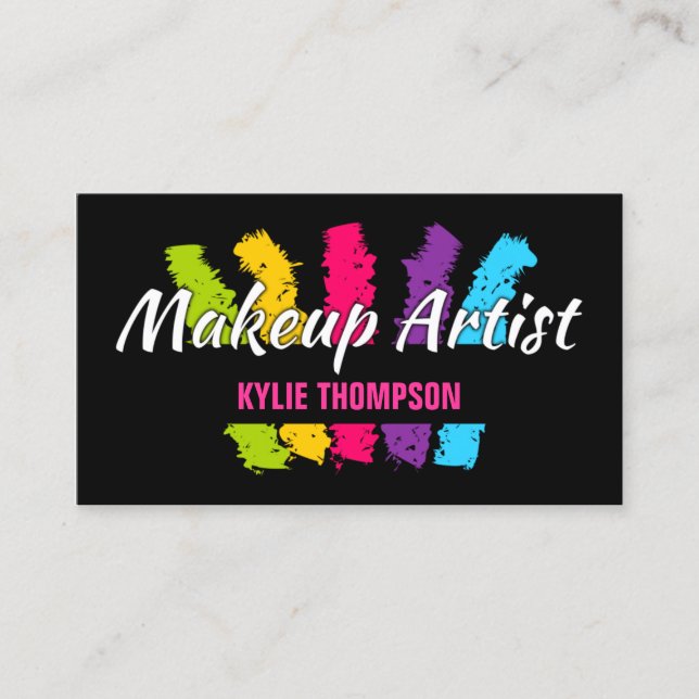 Tarjeta De Visita Artista de maquillaje intrépido de las pinceladas (Anverso)