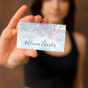 Tarjeta De Visita Artista de Maquillaje Iridescente Brillo Holográfi